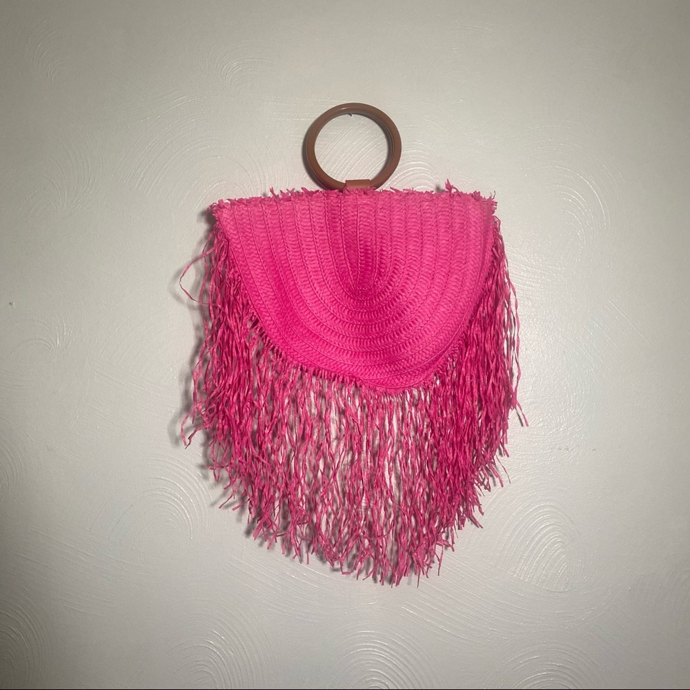 Pink Straw Purse